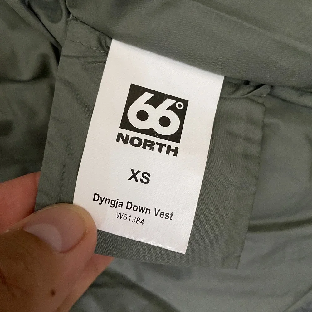66 North Iceland Dyngja Down Vest Mens XS Green Quilted Insulated Gilet